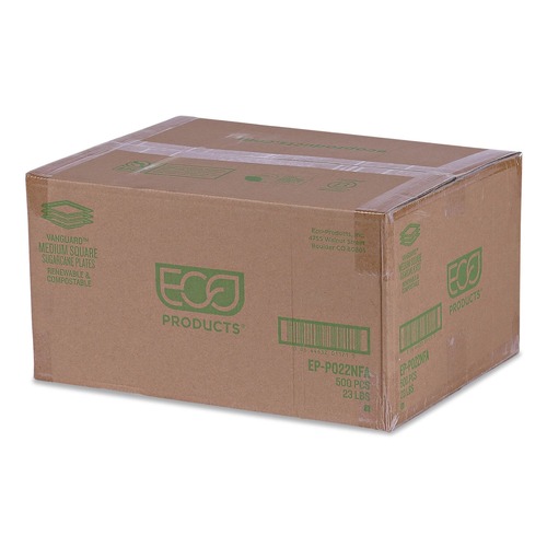 Plates | Eco-Products EP-P022NFA 7.87 in. x 7.87 in. Vanguard Renewable and Compostable Sugarcane Plates - White (500/Carton) image number 0