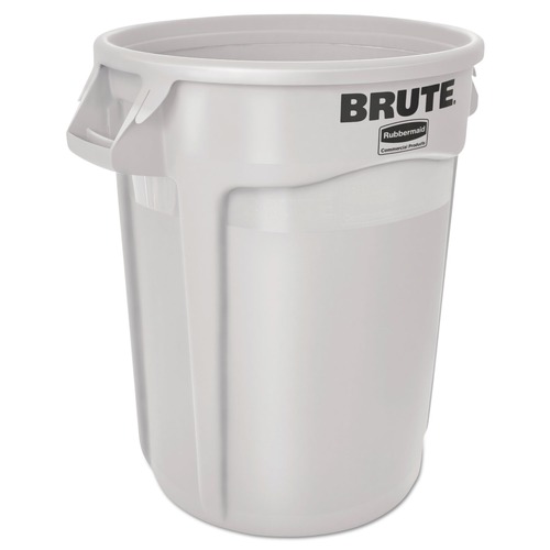 Indoor Waste Receptacles | Rubbermaid Commercial FG261000WHT 10 gal. Vented Round Plastic Brute Container - White image number 0