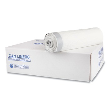 DRAWSTRING AND KITCHEN BAGS | Inteplast Group DT55DRUM Draw-Tuff Institutional 42.5 in. x 35.5 in. 1.9 mil 55 gal Drawstring Draw-Tape Can Liners - Natural (10/Carton)