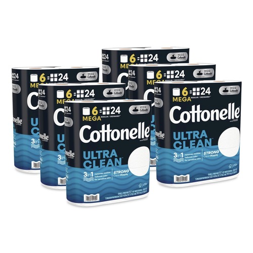 Toilet Tissues | Cottonelle 55699 Ultra CleanCare 1-Ply Septic Safe Mega Rolls Strong Tissue Toilet Paper - White (36/Carton) image number 0