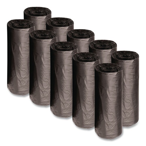 Low-Density Trash Bags | Boardwalk X7658SKKR01 38 in. x 58 in. 60 gal. 1.2 mil Recycled Low-Density Polyethylene Can Liners - Black (100/Carton) image number 0