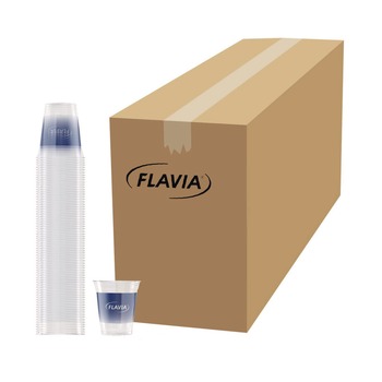 BEVERAGEWARE | FLAVIA 25200058 12 oz. Blue Band Flavia Logo Cold Cups - Clear/Blue (1000/Carton)