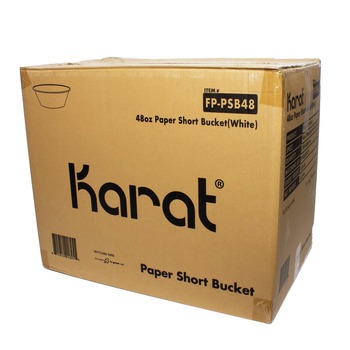 FOOD CONTAINERS PACKAGING | Karat FP-PSB48 7.99 in. x 2.4 in. 48 oz. Paper Food Bucket - White (270/Carton)