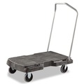 Carts & Trucks | Rubbermaid Commercial FG440100BLA 20.5 in. x 32.5 in. x 35 in. 500 lbs. Capacity Triple Trolley Platform Truck with Angled-Loop Handle - Black image number 0