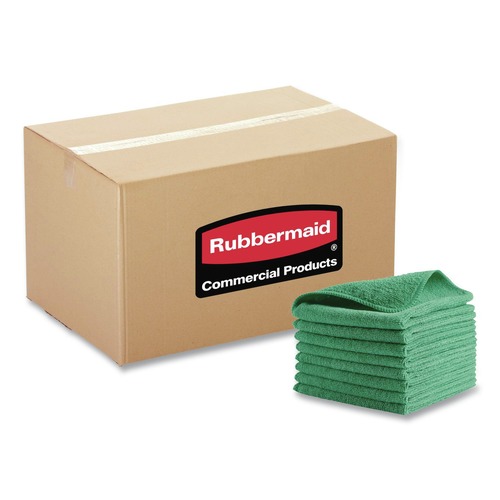 Cleaning Cloths & Wipes | Rubbermaid Commercial 1820578 12 in. x 12 in. Microfiber Cleaning Cloths - Green (24/Pack) image number 0