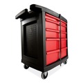 Tool Storage | Rubbermaid Commercial FG773488BLA Five-Drawer 32.63 in. x 19.9 in. x 33.5 in. Mobile Workcenter - Black/Red image number 3