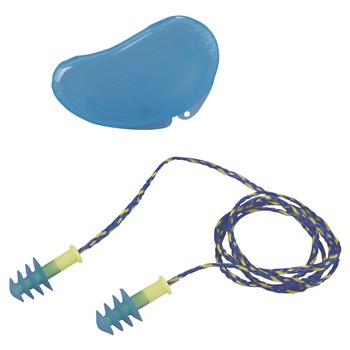 EAR PLUGS | Howard Leight by Honeywell FUS30-HP 100-Pair Fusion 27 dB Corded Multiple-Use Earplugs - Blue/White, Regular