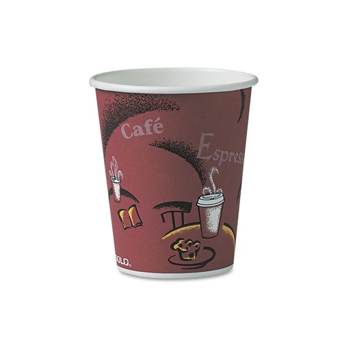Cups | SOLO OF10BI-0041 10 oz. Paper Bistro Design Hot Drink Cups - Maroon (300/Carton) image number 0