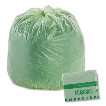 REPRO TRASH BAGS | Stout by Envision E4860E85 64 Gallon 0.85 mil 48 in. x 60 in. EcoSafe-6400 Bags - Green (30/Box)