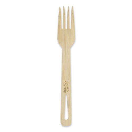 Disposable Forks | World Centric FO-BB-67 6.7 in. Bamboo Cutlery Fork - Natural (2000/Carton) image number 0