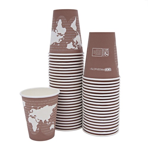 Cups | Eco-Products EP-BHC8-WAPK 8 oz. World Art Renewable and Compostable Paper Hot Cups - Brown/White (50/Pack) image number 0