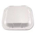 Food Containers & Lids | Plastifar 10393 8.56 in. x 8 in. x 2.76 in. 3-Compartment Foam Hinged Lid Containers - White (200/Carton) image number 2