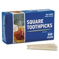 Straws/Stems/Sticks | AmerCareRoyal R820SQ 2.75 in. Square Wood Toothpicks - Natural (19200/Carton) image number 0