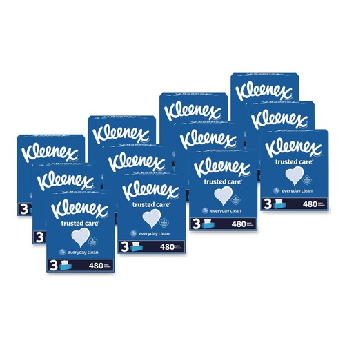 Facial Tissues | Kleenex 54303 Trusted Care 2-Ply Facial Tissue - White (12/Carton) image number 0