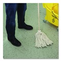 Mops | Boardwalk BWK120C Handle/Deck Mops with No. 20 Head and 54 in. Handle - White Cotton Head/Natural Wood Handle (6/Carton) image number 5