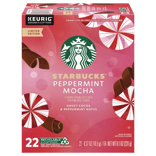 Coffee - Caffeinated | Starbucks 12437832 Coffee K-Cups - Peppermint Mocha (4/Carton) image number 0