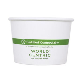 World Centric BOPA8 3.5 in. Diameter x 2.3 in. h Paper Bowls - White (1,000/Carton)
