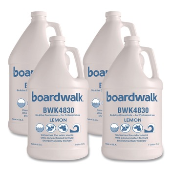 ODOR DIGESTERS | Boardwalk 105G-P-000I004M-22-21430 1 Gallon Odor Eliminator Enzyme Plus Concentrate - Lemon (4/Carton)