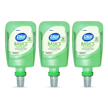 Dial Professional 17000 16714 1.2 Liter Basics Hypoallergenic Foaming Hand Wash Refill for FIT Manual Dispenser - Honeysuckle Scent (3/Carton)