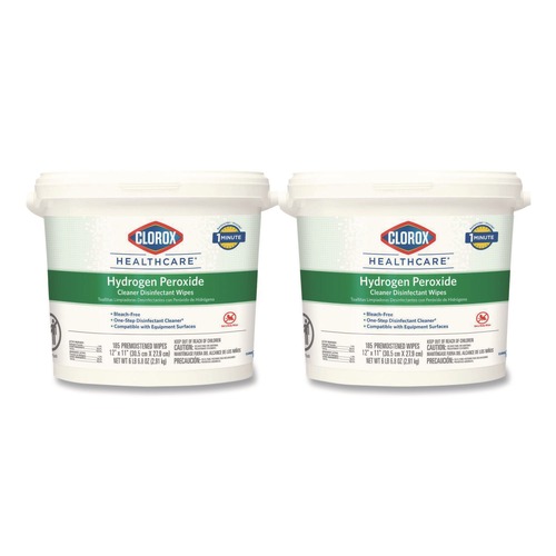 Cleaning Cloths & Wipes | Clorox Healthcare 30826 11 in. x 12 in. Hydrogen Peroxide Cleaner Disinfectant Wipes - White Unscented (2/Carton) image number 0