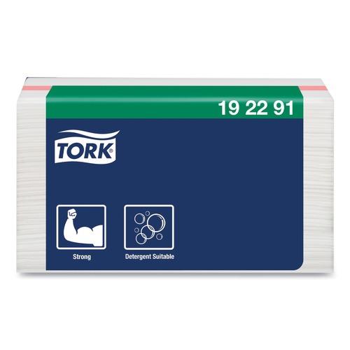 Cleaning Cloths & Wipes | Tork 192291 11.75 in. x 14.75 in. 1-Ply Small Pack Foodservice Cloth - Unscented/White/Red Stripe (4/Carton) image number 0