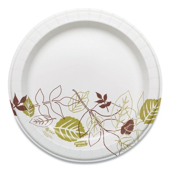 Dixie SXP9PATH Pathways 8.5 in. Diameter Heavyweight WiseSize Paper Plates with Soak Proof Shield - Green/Burgundy (500/Carton)