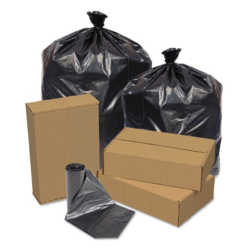 Low-Density Trash Bags | Pitt Plastics EC404615K Eco Strong 40 in. x 46 in. 1.5 mil. 45-Gallon Can Liners - Black (100/Carton) image number 0