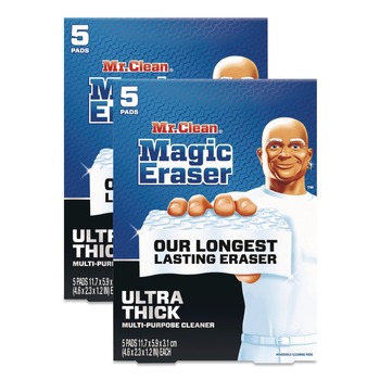 Mr. Clean 80764981 4.6 in. x 2.3 in. 1.2 in. Thick Ultra-Thick Magic Eraser - White (10/Carton)