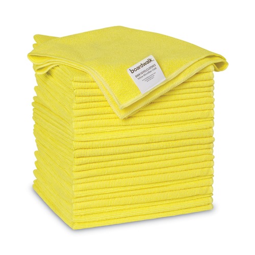 Cleaning Cloths & Wipes | Boardwalk 2164039 16 in. x 16 in. Microfiber Cleaning Cloths - Yellow (24/Pack) image number 0