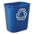 Indoor Waste Receptacles | Rubbermaid Commercial FG295573BLUE 13.63-Quart Rectangular Deskside Recycling Container - Small, Blue image number 2