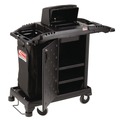 Perforated Roll & Hand Towels | Suncast Commercial HKCCH200 23.25 in. x 53.22 in. x 53.06 in. 1 Shelf Plastic Compact Premium Housekeeping Cart - Black image number 1
