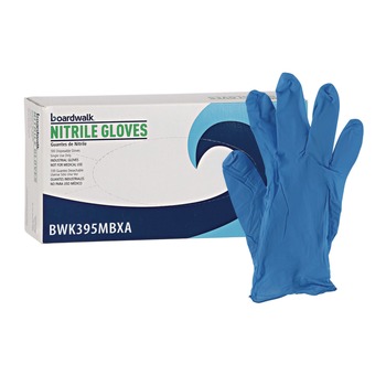 Boardwalk 395MBXA 5 mil. Disposable Powder-Free Nitrile Gloves - Medium, Blue (100/Box)