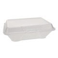 Food Containers & Lids | Plastifar 12091 8 in. x 8.56 in. x 2.76 in. Secure Two Tab Latch Poly Bag Foam Hinged Lid Container - White (200/Pack) image number 3