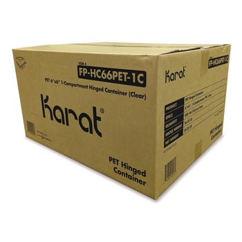 JANITORIAL | Karat FP-HC66PET-1C PET Plastic Hinged Container 6 x 6 x 3.3 Clear Plastic (500/Carton)