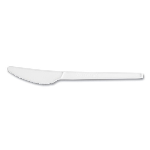 Disposable Knives | Vegware VW-KN6.5 Compostable CPLA Cutlery Knife - White (1000/Carton) image number 0