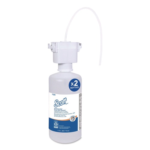 Soap Refills | Scott 11279 1500 mL Antimicrobial Foam Skin Cleanser Refill - Unscented (2/Carton) image number 0