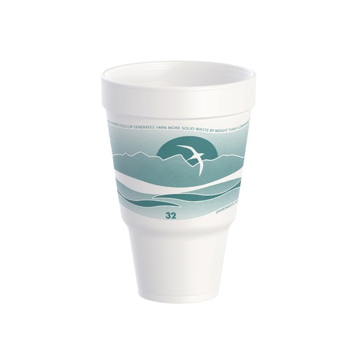 Cups | Dart 32AJ32H 32 oz. J Cup Insulated Foam Pedestal Cups - Teal/White (25/Sleeve, 20 Sleeves/Carton) image number 0