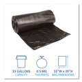 Low-Density Trash Bags | Boardwalk H6639MKKR01 33 in. x 39 in. 33 gal. 0.5 mil Low-Density Waste Can Liners - Black (200/Carton) image number 3