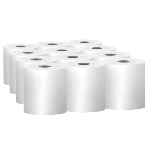 Perforated Roll & Hand Towels | Scott 01000 8 in. x 1000 ft. 1.5 in. Core 1-Ply Essential High Capacity Hard Roll Towels - White (12 Rolls/Carton) image number 0
