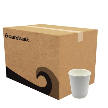 Boardwalk BWKDW8HCUPPK 8 oz. Double-Walled Paper Hot Cups - White (25/Pack)