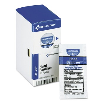 HAND SANITIZERS | First Aid Only FAE-4007 0.9 g Gel Hand Sanitizer Packets for SmartCompliance First Aid Kits - Clean Scent (10/Box)