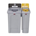 Indoor Waste Receptacles | Rubbermaid Commercial 2185052 Slim Jim Recycling Station Kit 1-Stream Bottles and Cans 23 gal Plastic Yellow/Gray image number 3