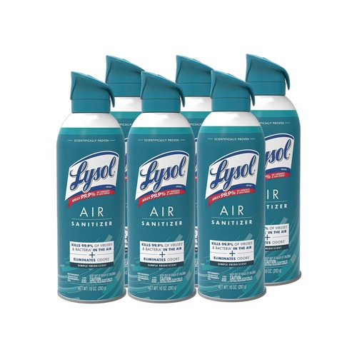 Disinfecting & Cleaning Solutions | LYSOL Brand 19200-99350 10 oz Aerosol Air Sanitizer Spray - Simple Fresh (6/Carton) image number 0