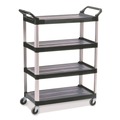 Carts | Rubbermaid Commercial FG409600BLA 40.63 in. x 20 in. x 51 in. 400 lbs. Capacity 4 Shelves Plastic Xtra Utility Cart with Open Sides - Black image number 1