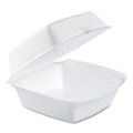 Food Containers & Lids | Dart 60HT1 5-7/8 in. x 6 in. x 3 in. Hinged Lid Foam Containers - White (500/Carton) image number 2
