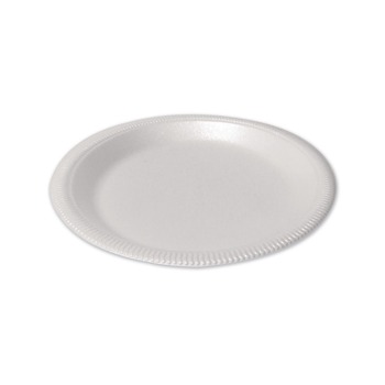 Plastifar 12040 9 in. Diameter Poly Bag Plate Foam Dinnerware - White (500/Pack)