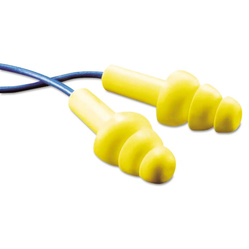 Ear Plugs | 3M 340-4007 E-A-R UltraFit 25dB NRR Corded Metal-Detectable Reusable Earplugs - Blue/Yellow (100/Box) image number 0