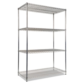 Alera ALESW504824SR 48 in. x 24 in. x 72 in. NSF Certified Industrial Four-Shelf Wire Shelving Kit - Silver