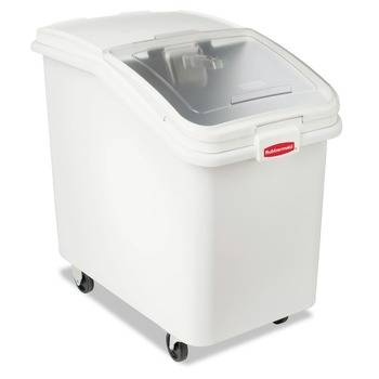Rubbermaid Commercial FG360388WHT 18 in. x 29.75 in. x 28 in. 30.86 gal. ProSave Mobile Plastic Ingredient Bin - White