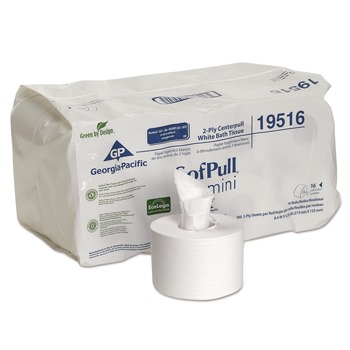 TOILET TISSUES | Georgia Pacific Professional 19516 2-Ply SofPull Mini Centerpull Septic Safe Bath Tissue - White (16 Rolls/Carton)